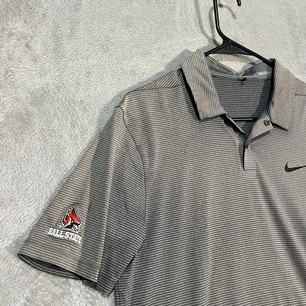 Ball State Cardinals Shirt Mens Small Nike Tiger Woods Dri Fit Golf Polo NCAA
